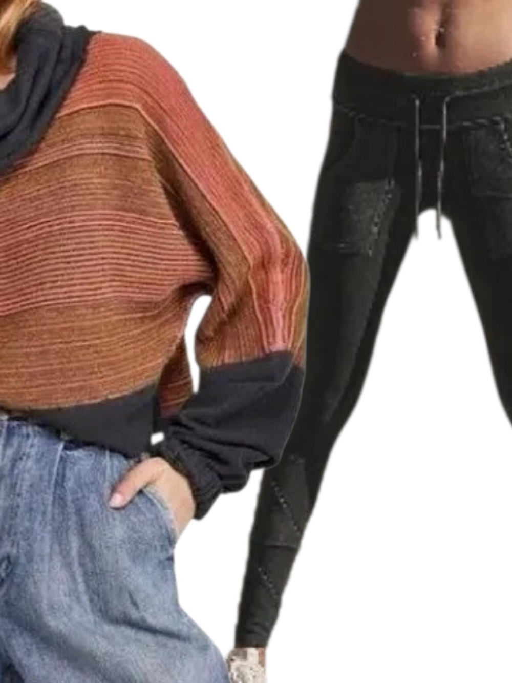 Free People BUNDLE- Kyoto Legging & Catch A Smile Sweater- SMALL